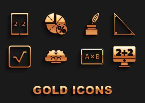 Set Human brain, Triangle math, Equation solution, Chalkboard, Square root Illustrazione stock