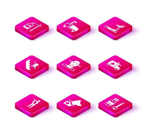 Set Human broken arm, Guide dog, Disabled elevator, Deaf, Syringe, Emergency car Stock Illustration