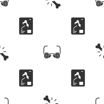 Set Human broken bone, Blind glasses and X-ray shots on seamless pattern. Vector 스톡 일러스트