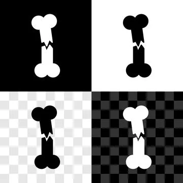 Set Human broken bone icon isolated on black and white, transparent background 스톡 일러스트