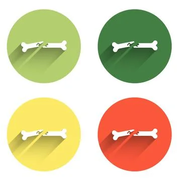 Set Human broken bone icon isolated with long shadow background. Color circ.. Stock Illustration