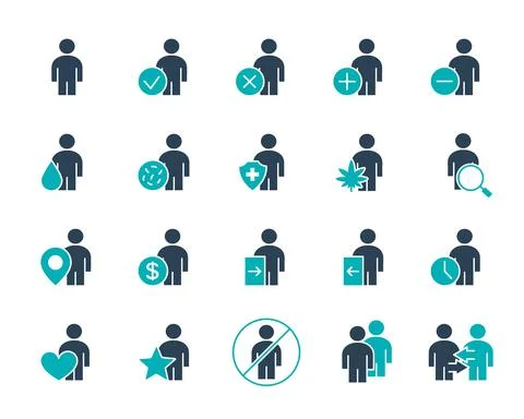 Set of human colored icon. Men with different navigation and more. Stock Illustration