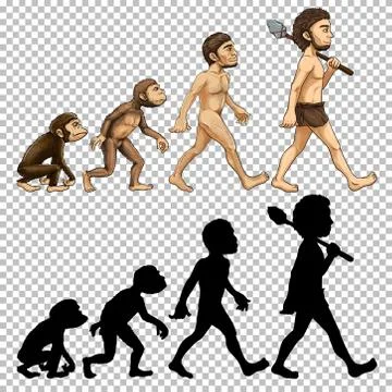 Set of human evolution transparent background Illustrazione stock