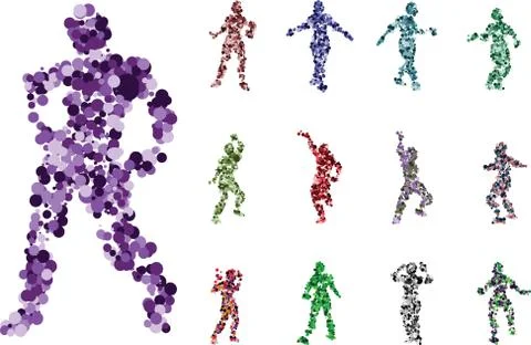 Set of human figures from circles in different poses Stock Illustration