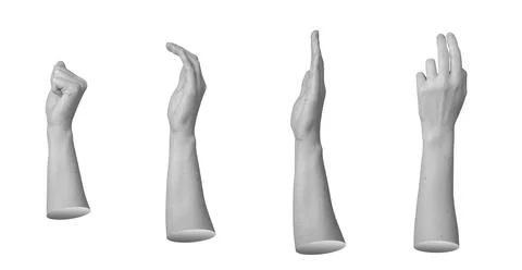 Set of human hand gesture poses isolated on white background. Different arm Stock Illustration