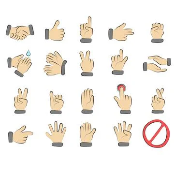 Set of human hands illustration vector hand drawn with black lines Stock Illustration