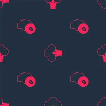 Set Human head with leaf inside and Broccoli on seamless pattern. Vector Stockillustratie