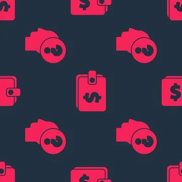 Set Human head with question mark and Wallet with dollar on seamless pattern Stock Illustration