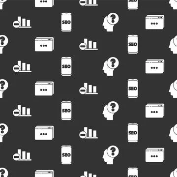 Set Human head with question mark, Website template, Pie chart infographic and Illustrazione stock