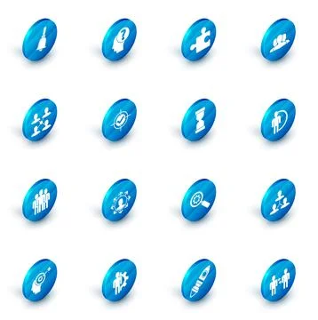 Set Human head with question mark Piece of puzzle Users group Project team ba Stock Illustration