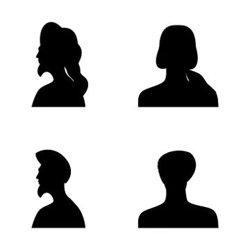 Set human head silhouettes in different hats Illustrazione stock