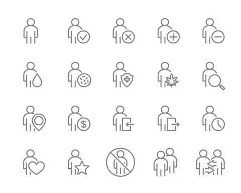 Set of human line icon. Men with different navigation and more. Stock Illustration