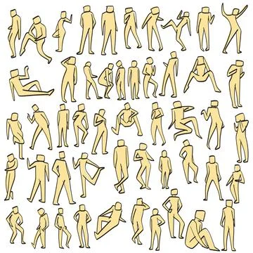 Set of human poses and gestures isolated on white background Ilustração Stock