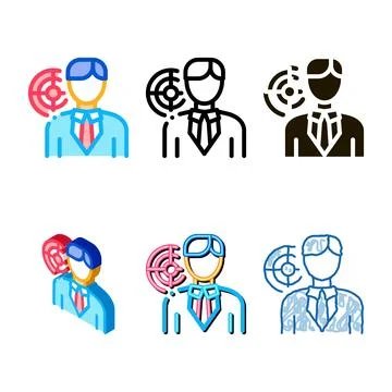 Set human purpose icon vector outline Stock Illustration