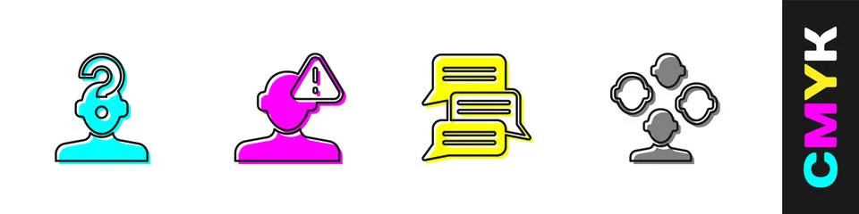 Set Human with question mark, Finding problem in psychology, Online Illustrazione stock