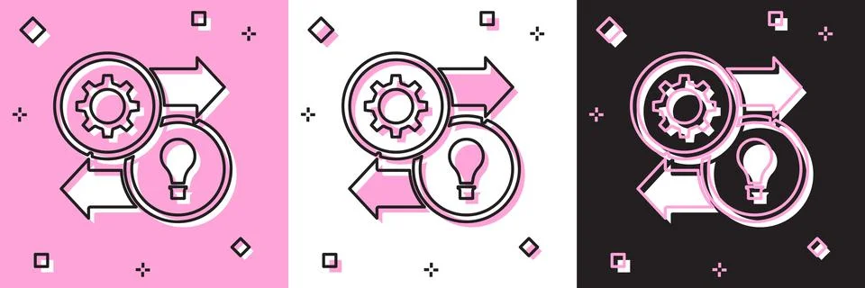 Set Human resources icon isolated on pink and white, black background. Concept Stock Illustration