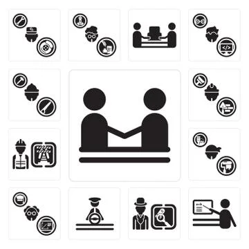Set of human resources, Teacher, Detective, Driver, Professor, Dyer, Worker,  Free Stock Illustration