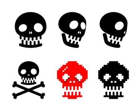 Set of human skull icon, vector Stock Illustration