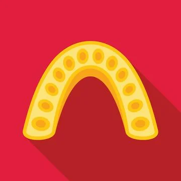 Set of human teeth is being fitted with a dental implant Stock Illustration