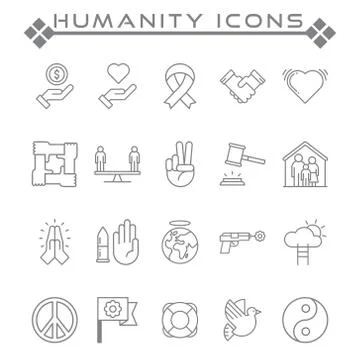 Set of Humanity Related Vector Line Icons. Stock Illustration