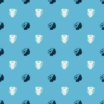Set Humanoid robot and Robot low battery charge on seamless pattern. Vector Stock Illustration