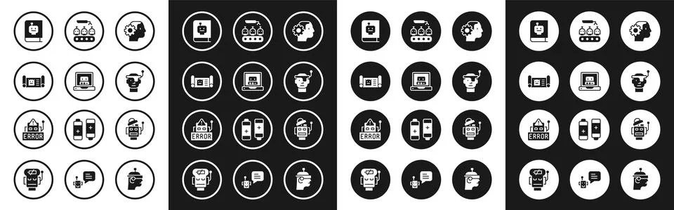 Set Humanoid robot, Creating, Robot blueprint, User manual, Smart glasses Stock Illustration