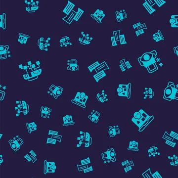 Set Humanoid robot, Cyber security, Speech bubble chat and Internet piracy on Illustrazione stock