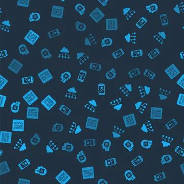 Set Humanoid robot, Network cloud connection, Mobile phone and Binary code on Stock Illustration