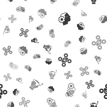 Set Humanoid robot, Robot setting, Drone and Smart glasses on seamless pattern Stock Illustration