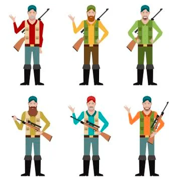 Set of Hunters Stock Illustration