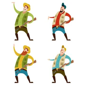 Set of hunters Stock Illustration