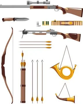 Set of hunting weapons Illustrazione stock