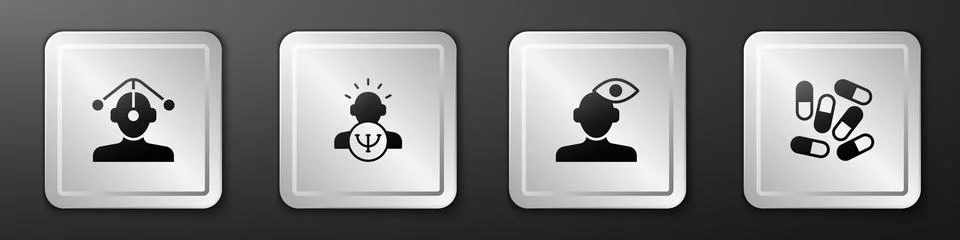 Set Hypnosis, Psychology, Solution problem in psychology and Medicine pill or 스톡 일러스트