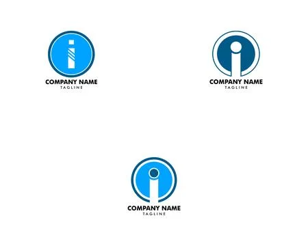Set of I Letter Circle Icon Vector Logo Template Stock Illustration