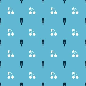 Set Ice cream and Cherry on seamless pattern. Vector Stock Illustration