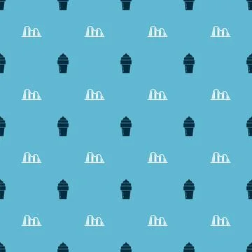 Set Ice cream and Roller coaster on seamless pattern. Vector イラスト素材