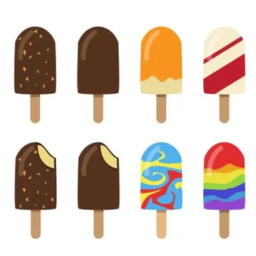 Set of ice cream bar in flat style Stock Illustration