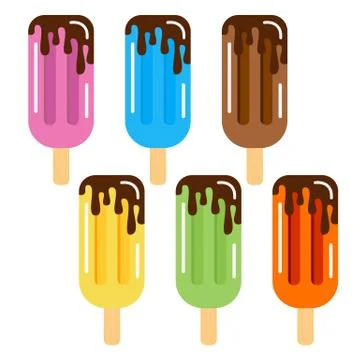 Set of ice cream  with chocolate Illustrazione stock