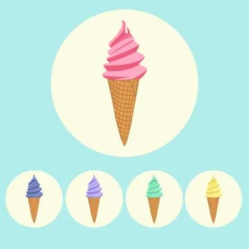 Set of ice cream cones in different colors Stock Illustration
