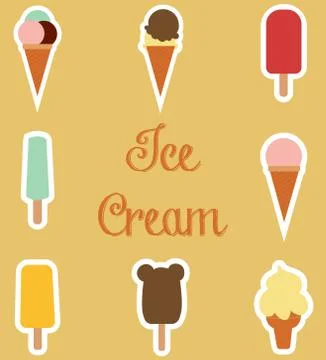 Set of ice cream cones. Stock Illustration