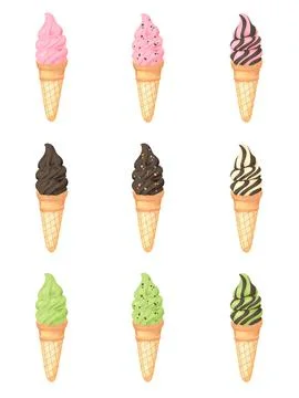 Set of ice cream cones. Stock Illustration