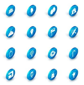 Set Ice cream, Easter eggs, Bag of flour, Cake, Cutting board, waffle cone Stock-Illustration