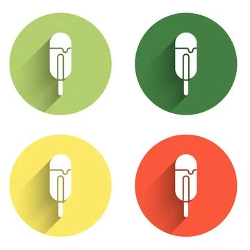 Set Ice cream icon isolated with long shadow background. Sweet symbol. Colo.. Stock Illustration