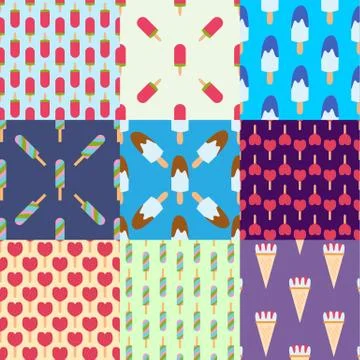 Set ice cream seamless pattern background cartoon colorful dessert vector Illustrazione stock