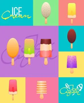 Set Ice Cream vector icon. Collection of ice cream illustrations. Set of ice Stock Illustration