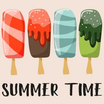 Set of ice creams different in taste and shape Stock Illustration