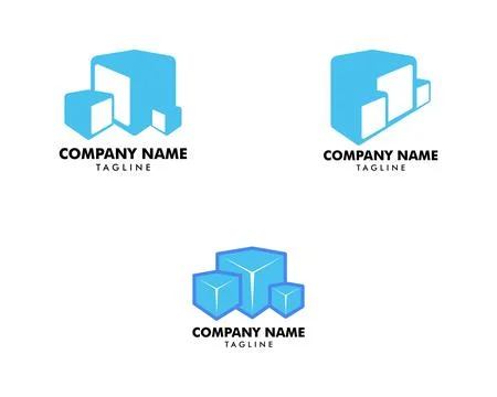 Set of Ice Cubes Logo Design Icon Vector Illustration Stock Illustration