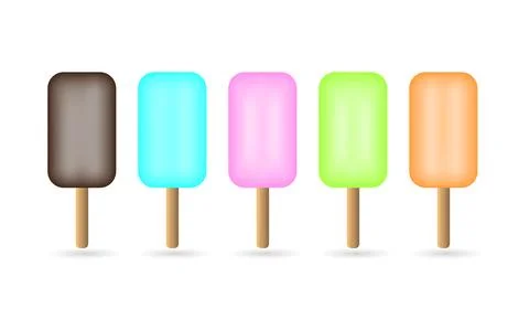 Set of ice lollys collection. Set of delicious ice cream with various flavors Stock Illustration