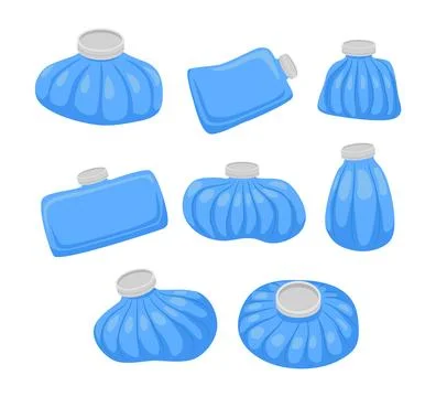 Set of ice pack collection cartoon, Ice pack cold compress or gel pack for .. Stock Illustration