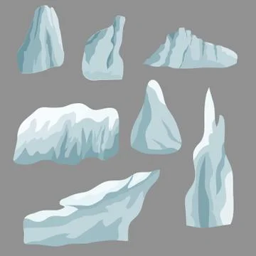 Set of ice rocks. Elements to create winter landscape scene Stock Illustration